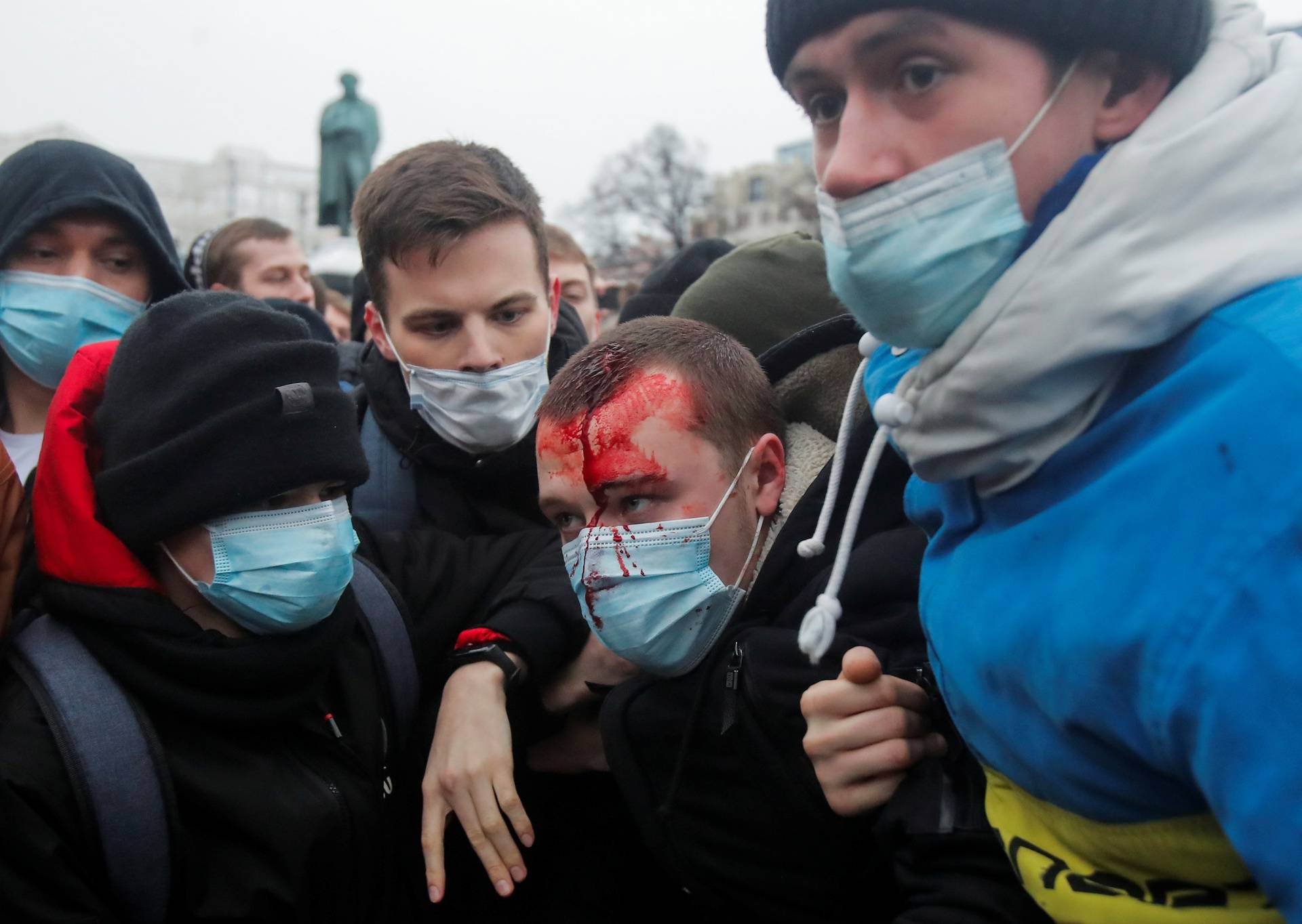 Navalny supporters protest his arrest, in Moscow