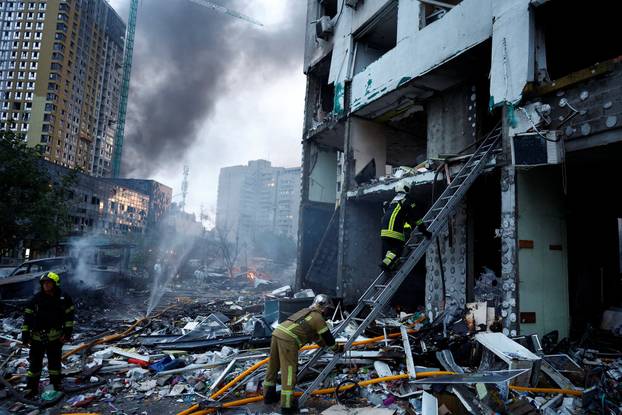 Aftermath of Russian missile and drone attack in Kyiv