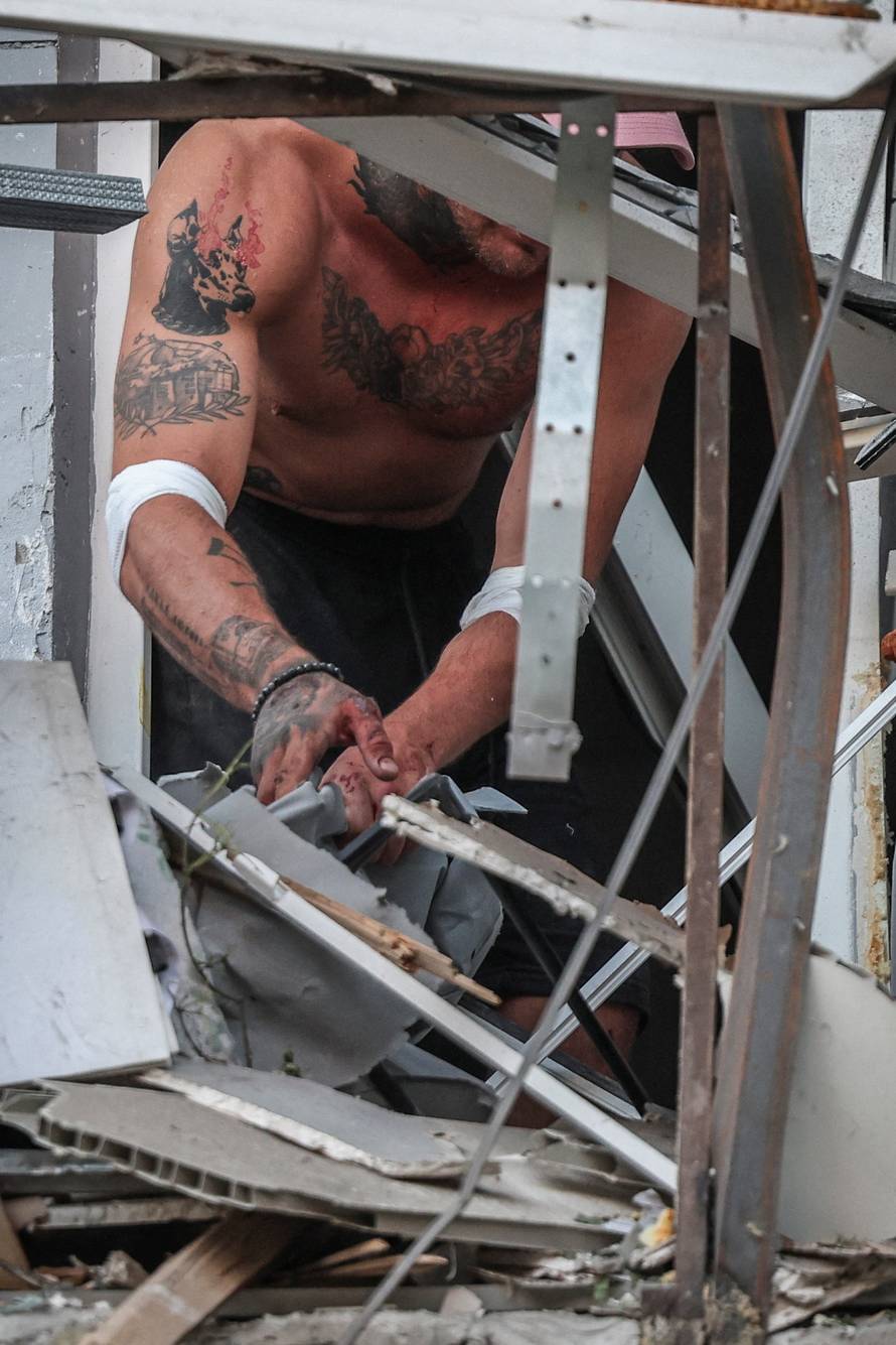 Aftermath of overnight Russian missile and drone strikes, in Kyiv