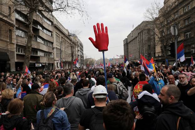 Protest over the fatal November 2024 Novi Sad railway station roof collapse, in Belgrade
