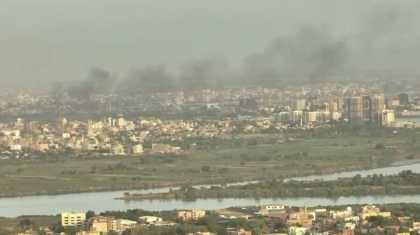 Drone video shows smoke rising over Sudanese city near Khartoum