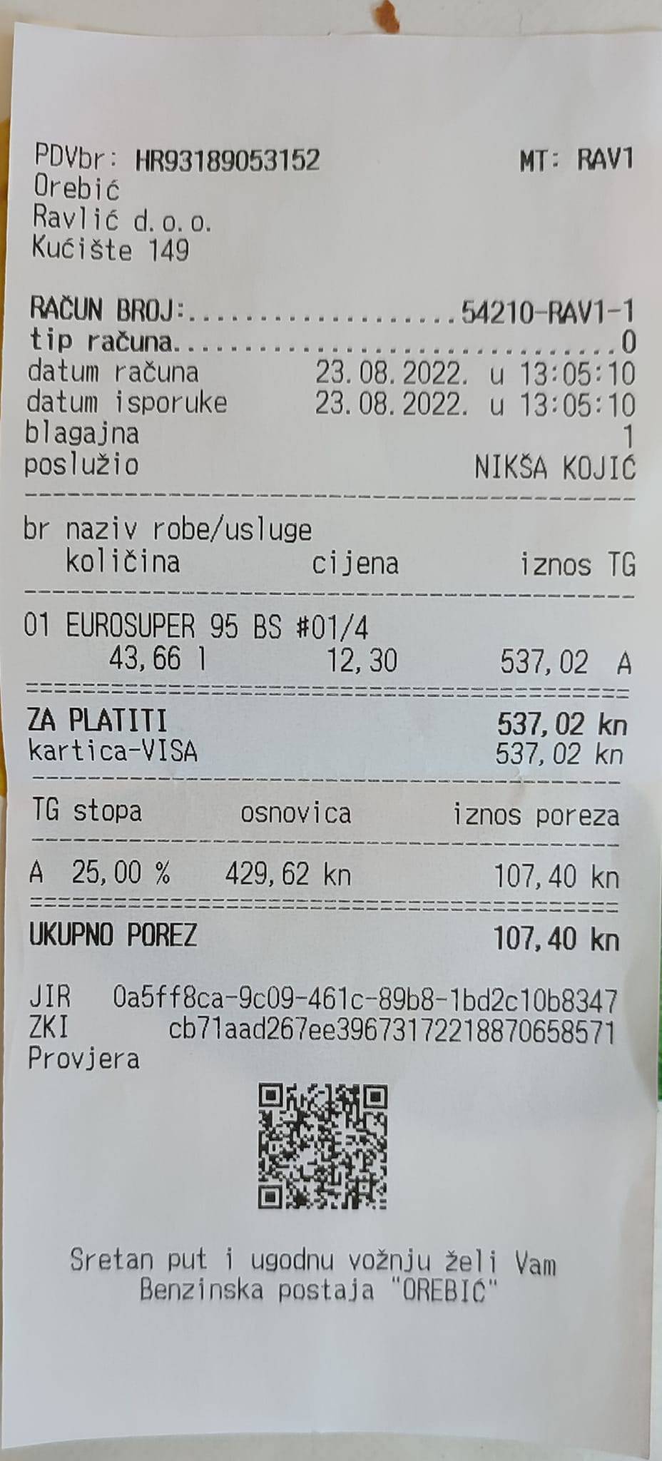Profesor na Fejsu: Benzin su mi u Orebiću naplatili 12,30 kuna. Zbog svega zvao i  inspektorat