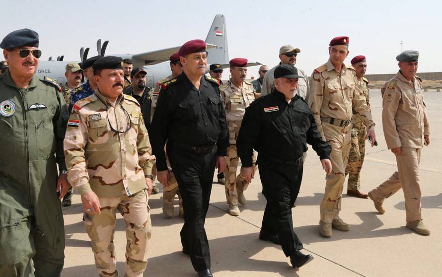 Iraqi Prime Minister Haider al-Abadi is pictured in Mosul