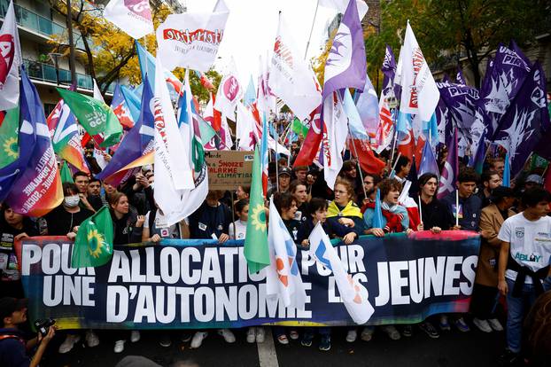 Left-wing alliances stage protest on inflation and climate, in Paris