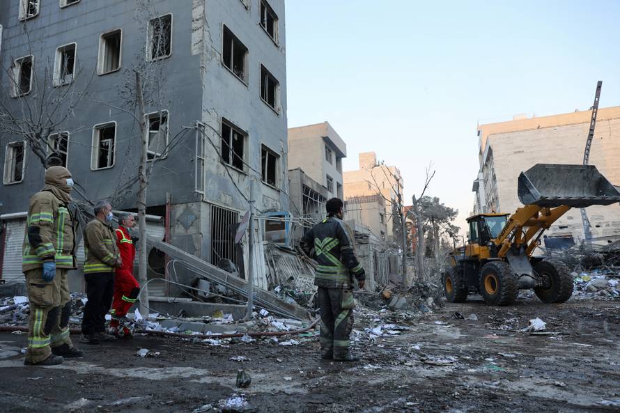 Aftermath of an Israeli and the U.S. strike on a police station in Tehran