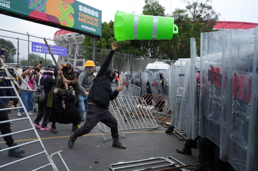 Protest march ahead of the opening match of the 2026 FIFA World Cup, in Mexico City