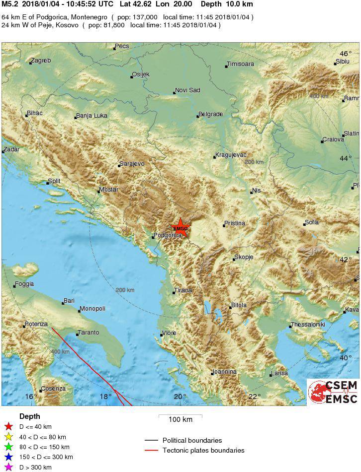 Snažan potres zatresao Crnu Goru, osjetili ga i Dubrovčani