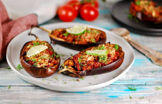 Stuffed,Oven,Baked,Eggplant,Boats,For,Lunch,,Dinner,,Supper,,Healthy