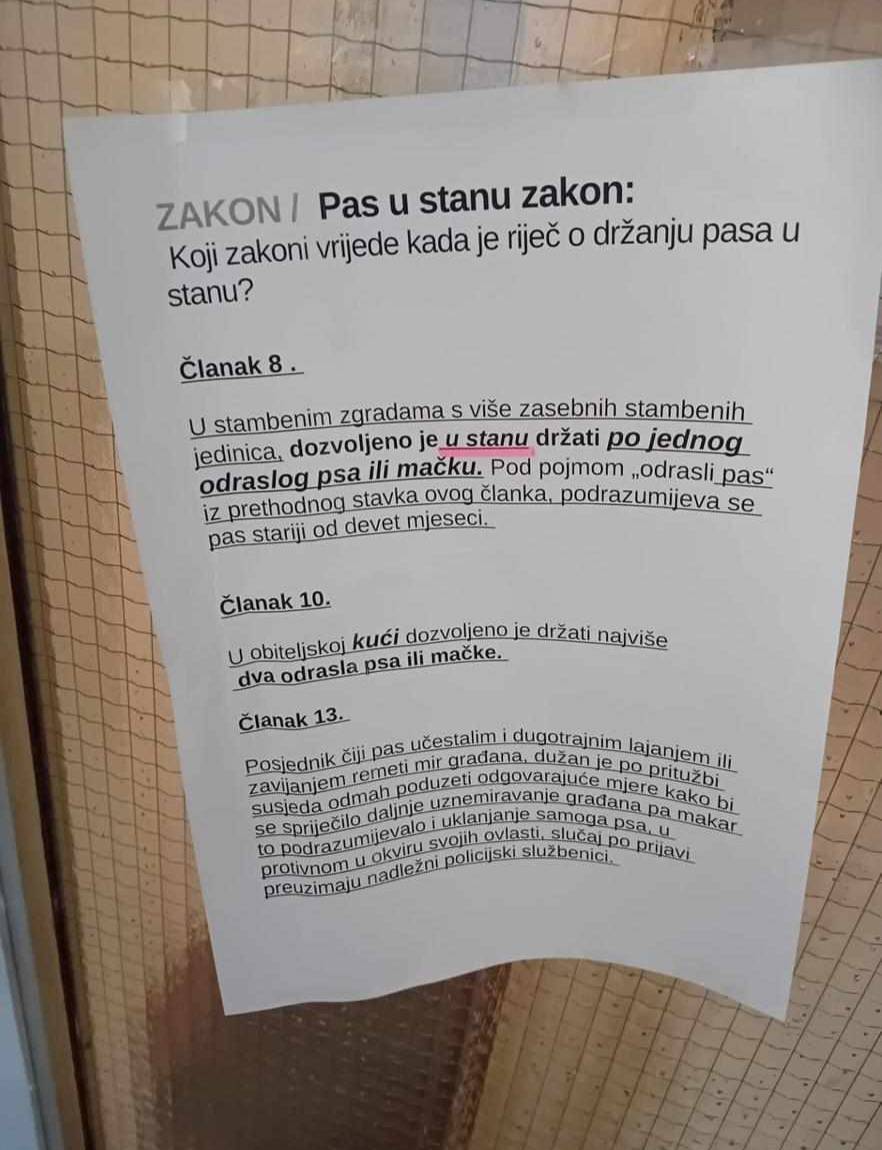 Predstavnica stanara: 'Vlasnik psa mora zaustaviti svog psa u lajanju, pa makar ga uklonio'