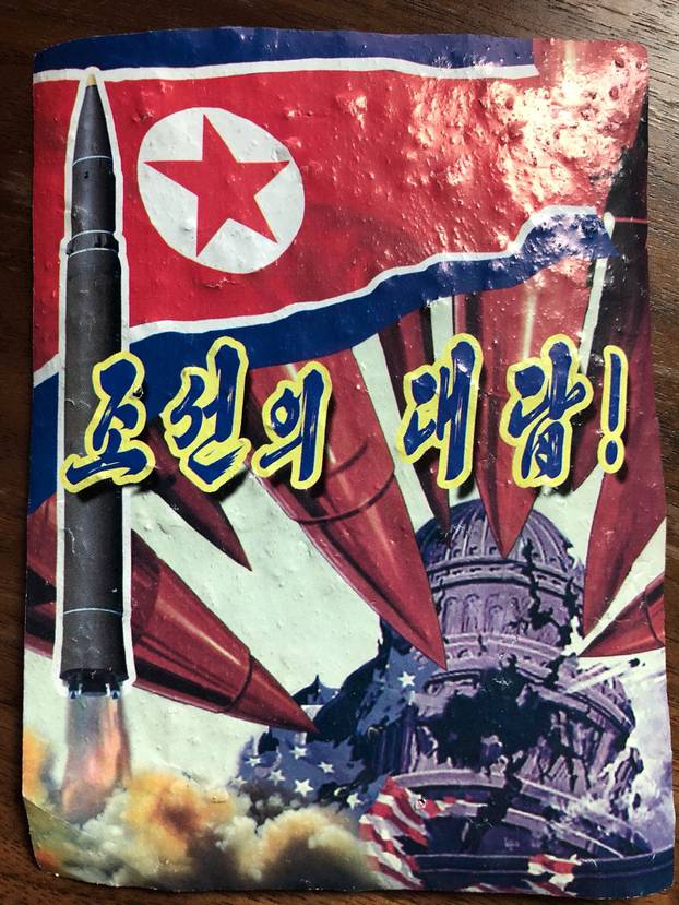 Handout photo shows an anti-Trump leaflet believed to come from North Korea by balloon