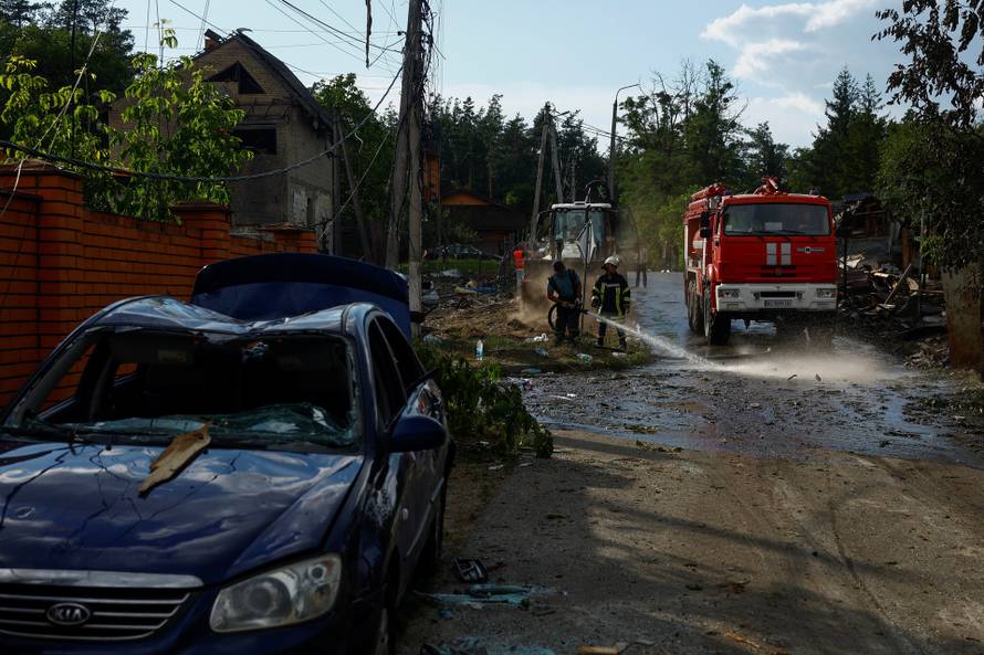 Aftermath of a Russian missile attack in Kyiv region