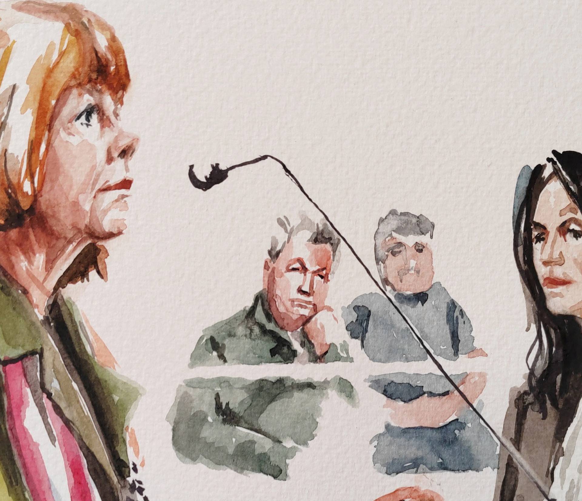 Courtroom sketch of Gisele Pelicot at the courthouse in Avignon