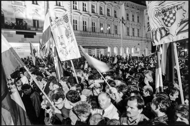 Zagreb: Svečano otkrivanje spomenika banu Josipu Jelačiću na istoimenom trgu, 15.10.1990.