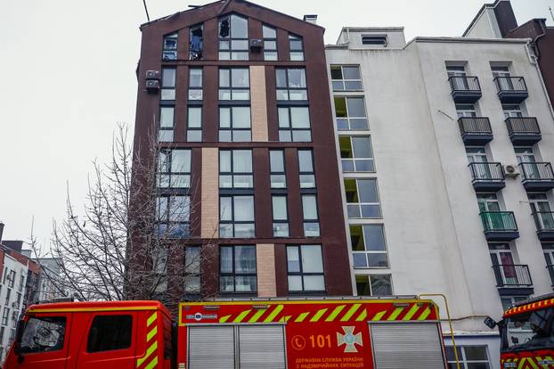 Aftermath of a Russian drone attack in Kyiv region