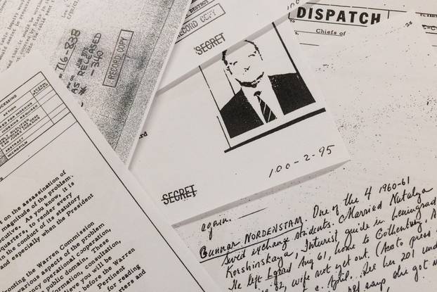 Documents related to the 1963 assassination of President John F. Kennedy released following an order from U.S. President Donald Trump, in Washington D.C.
