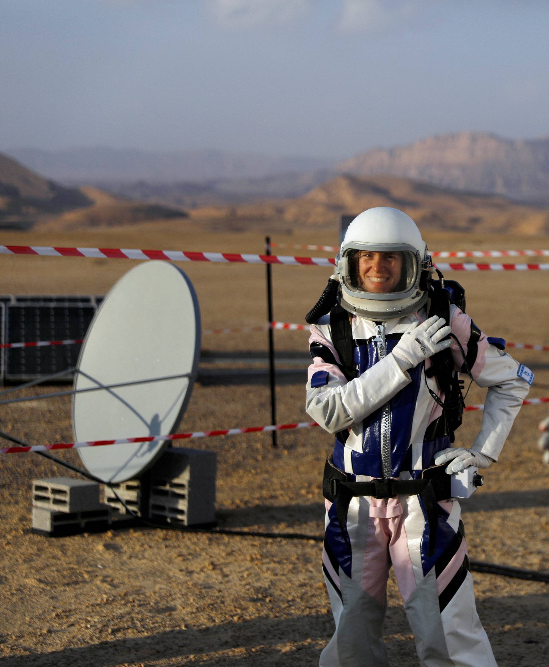 Israeli scientists participate in an experiment simulating a mission to Mars, at the D-MARS Desert Mars Analog Ramon Station project of Israel's Space Agency, Ministry of Science, near Mitzpe Ramon