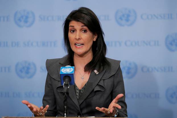 FILE PHOTO: U.S. Ambassador to the United Nations Nikki Haley speaks at UN headquarters in New York