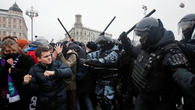 Navalny supporters protest his arrest, in Moscow