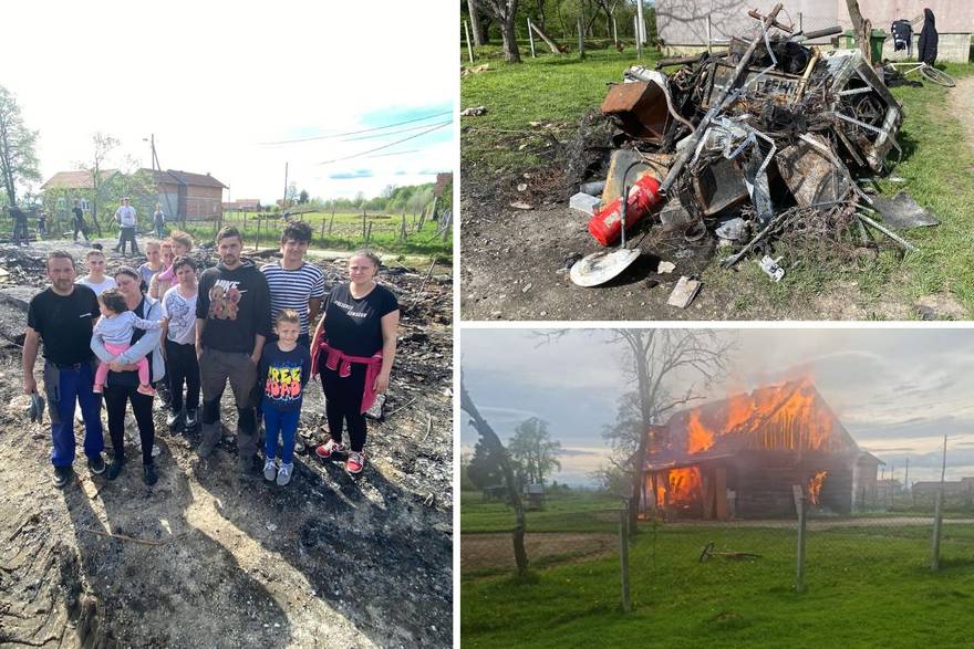 Izgorjela kuća deveteročlane obitelji: 'U zadnji tren probudila sam brata i pobjegli smo van'