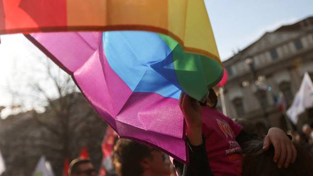 FILE PHOTO: Protest after Italian government tells Milan to stop registering same-sex couples' children