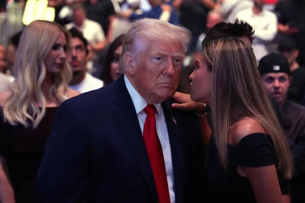 U.S. President Donald Trump attends UFC 327 at Kaseya Center