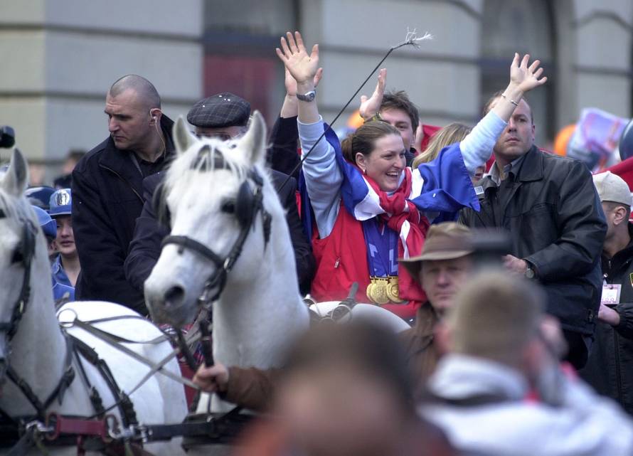 Janica kostelić - doček u Zagrebu 2002.