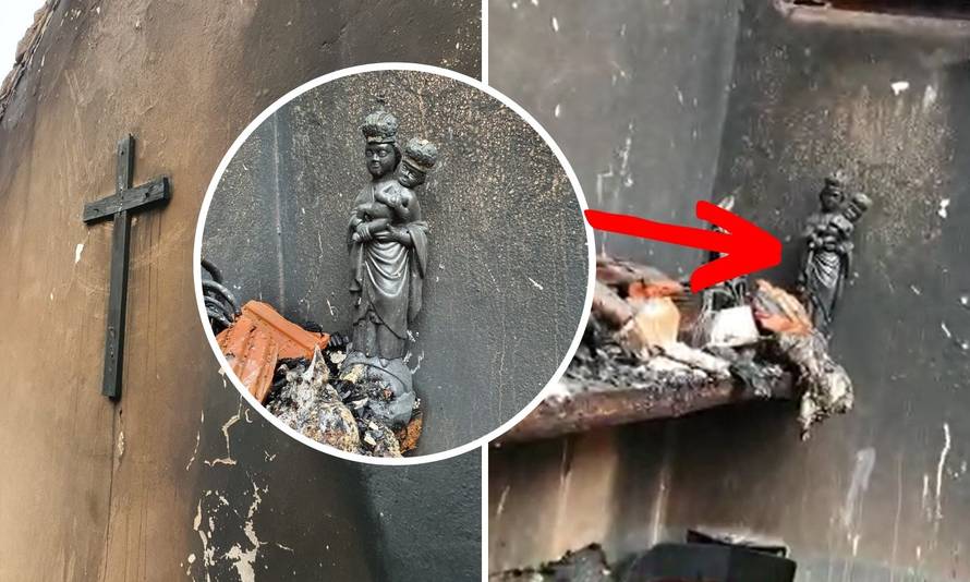 Izgorjelo sve osim Gospe i križa