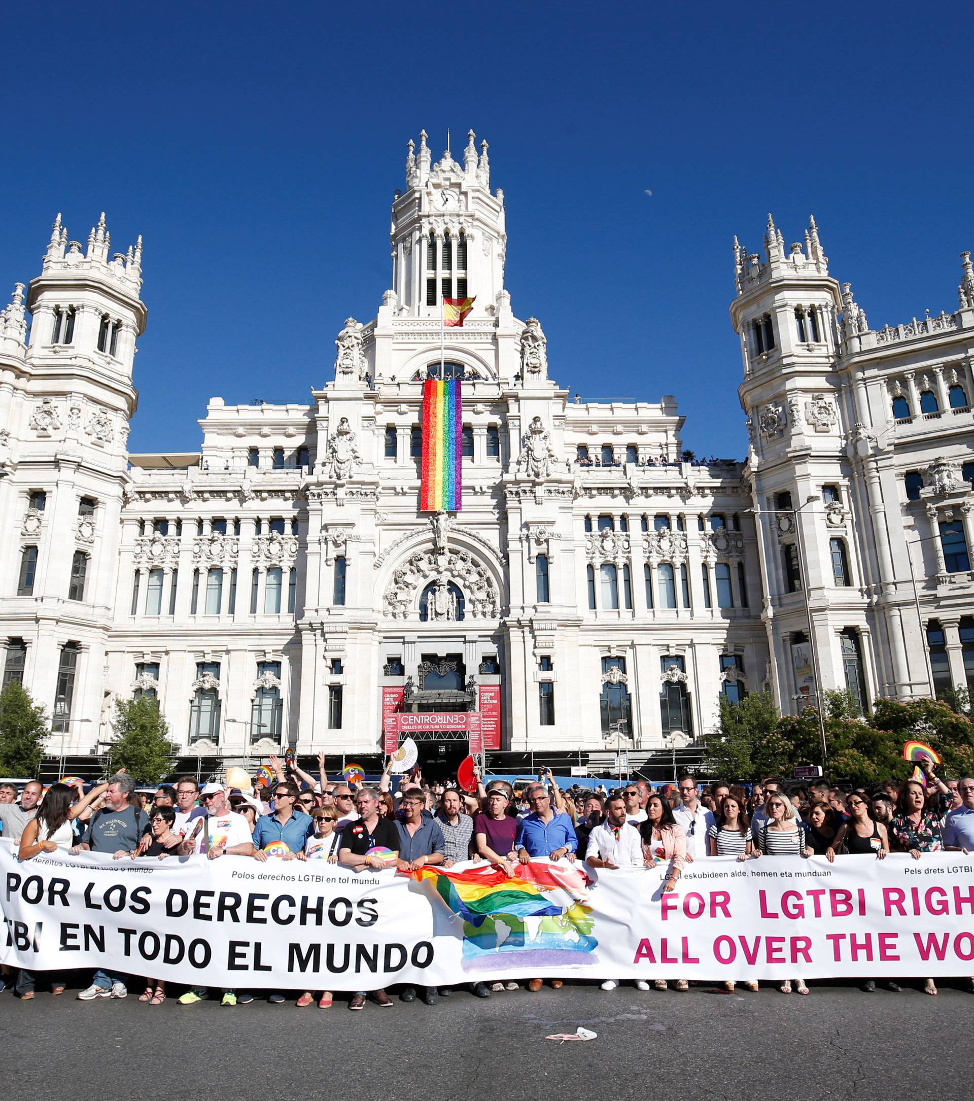 Participants attend the World Pride parade in Madrid