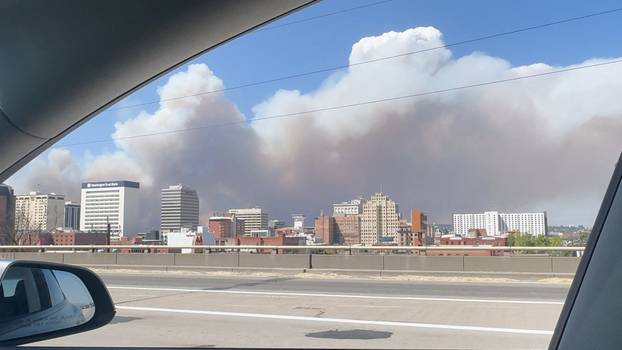 Smoke rises in Spokane due to Wildfire