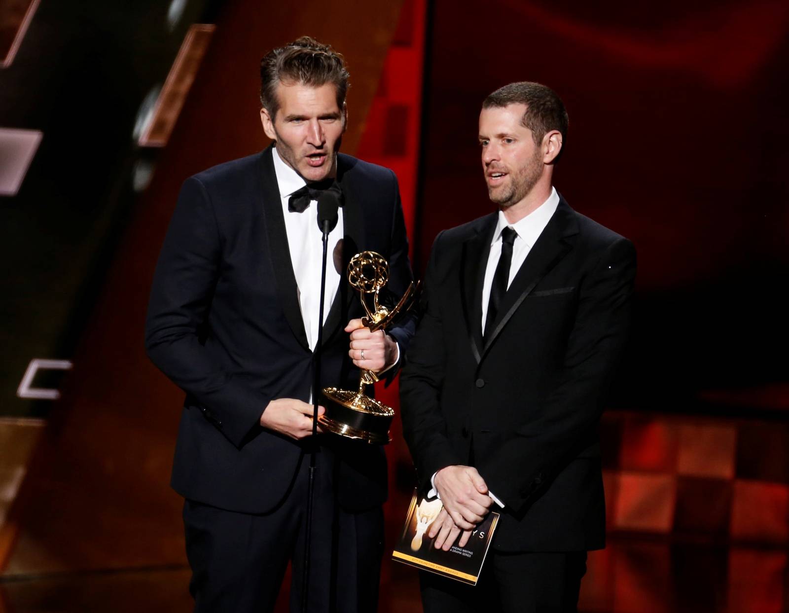 FILE PHOTO: Benioff and Weiss accept the award for Outstanding Writing For A Drama Series for HBO's "Game of Thrones" at the 67th Primetime Emmy Awards in Los Angeles