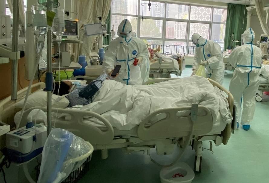 Pictures uploaded to social media on January 25, 2020 by the Central Hospital of Wuhan show medical staff attending to patients, in Wuhan, China