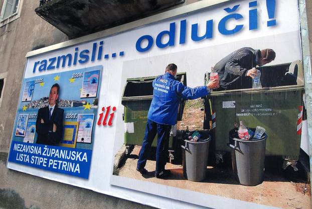 Šibenik: Izborni plakati Stipe Petrine stalna su tema razgovora ovih dana u gradu