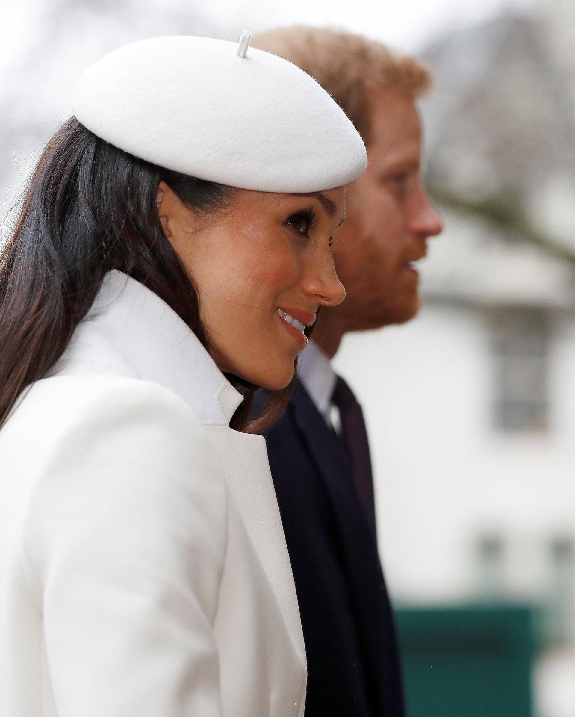 Britain's Prince Harry and his fiancee Meghan Markle arrive at the Commonwealth Service at Westminster Abbey in London