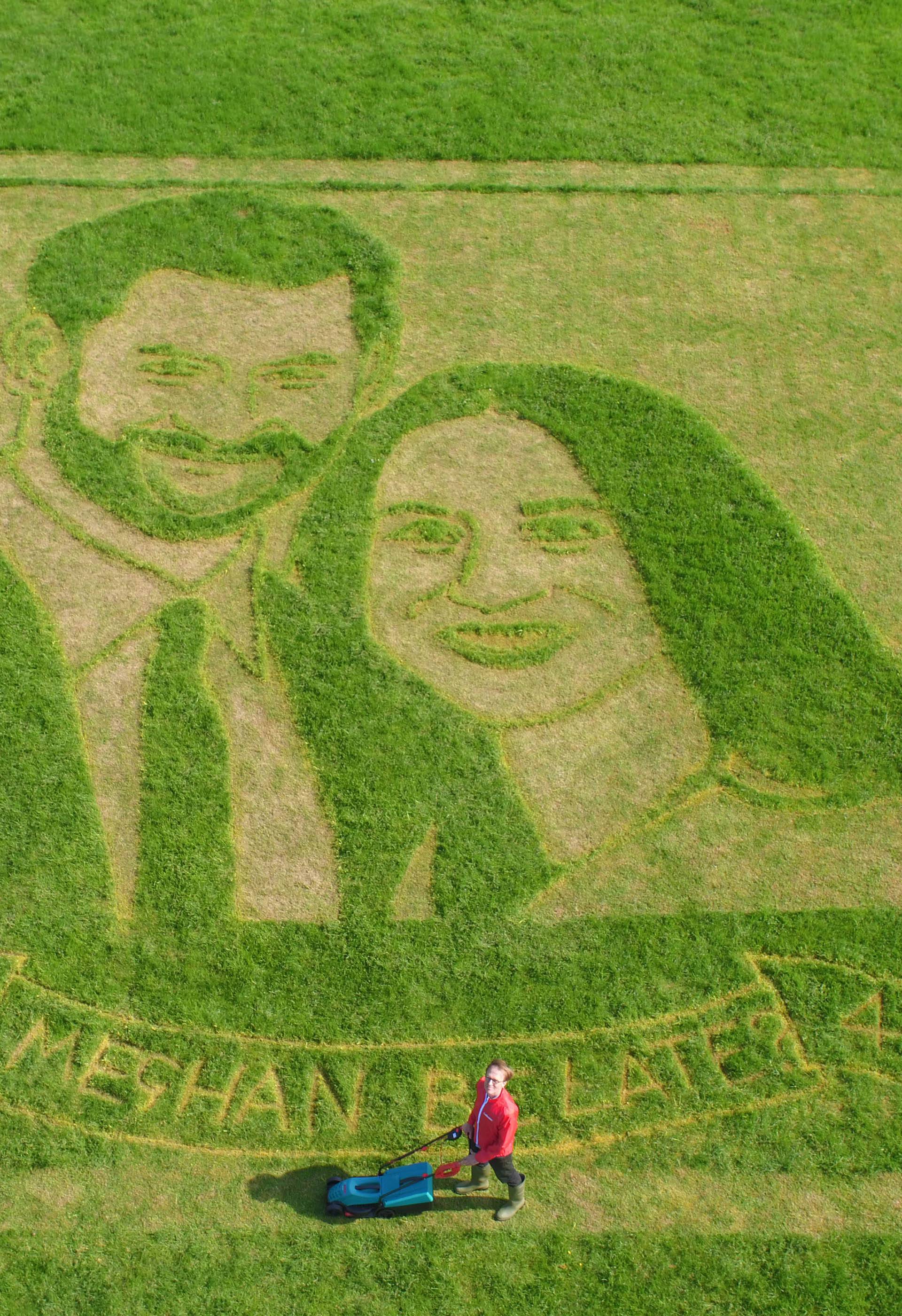 Royal wedding lawn art