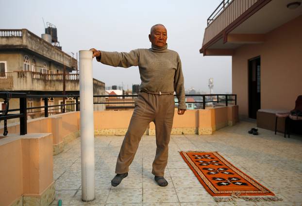Nepali mountain climber Min Bahadur Sherchan, 85, who will attempt to climb Everest to become the oldest person to conquer the world