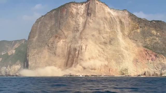 Rocks fall from Guishan Island after Taiwan quake
