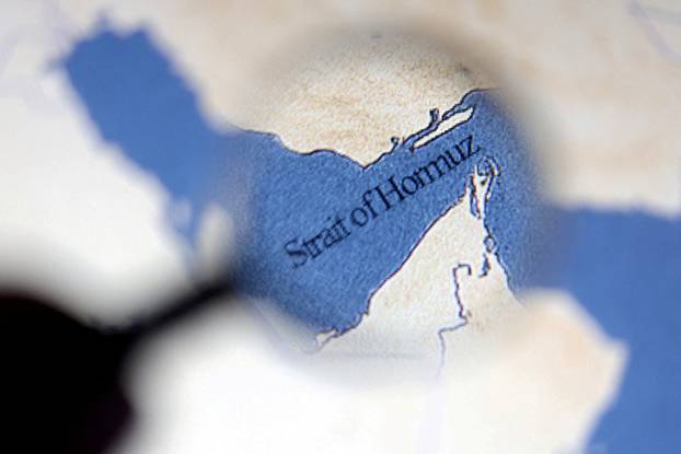 FILE PHOTO: Illustration shows map showing the Strait of Hormuz and Iran