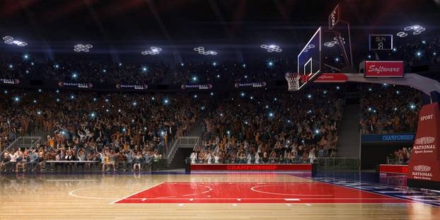 Basketball,Court,With,People,Fan.,Sport,Arena.photoreal,3d,Render,Background.