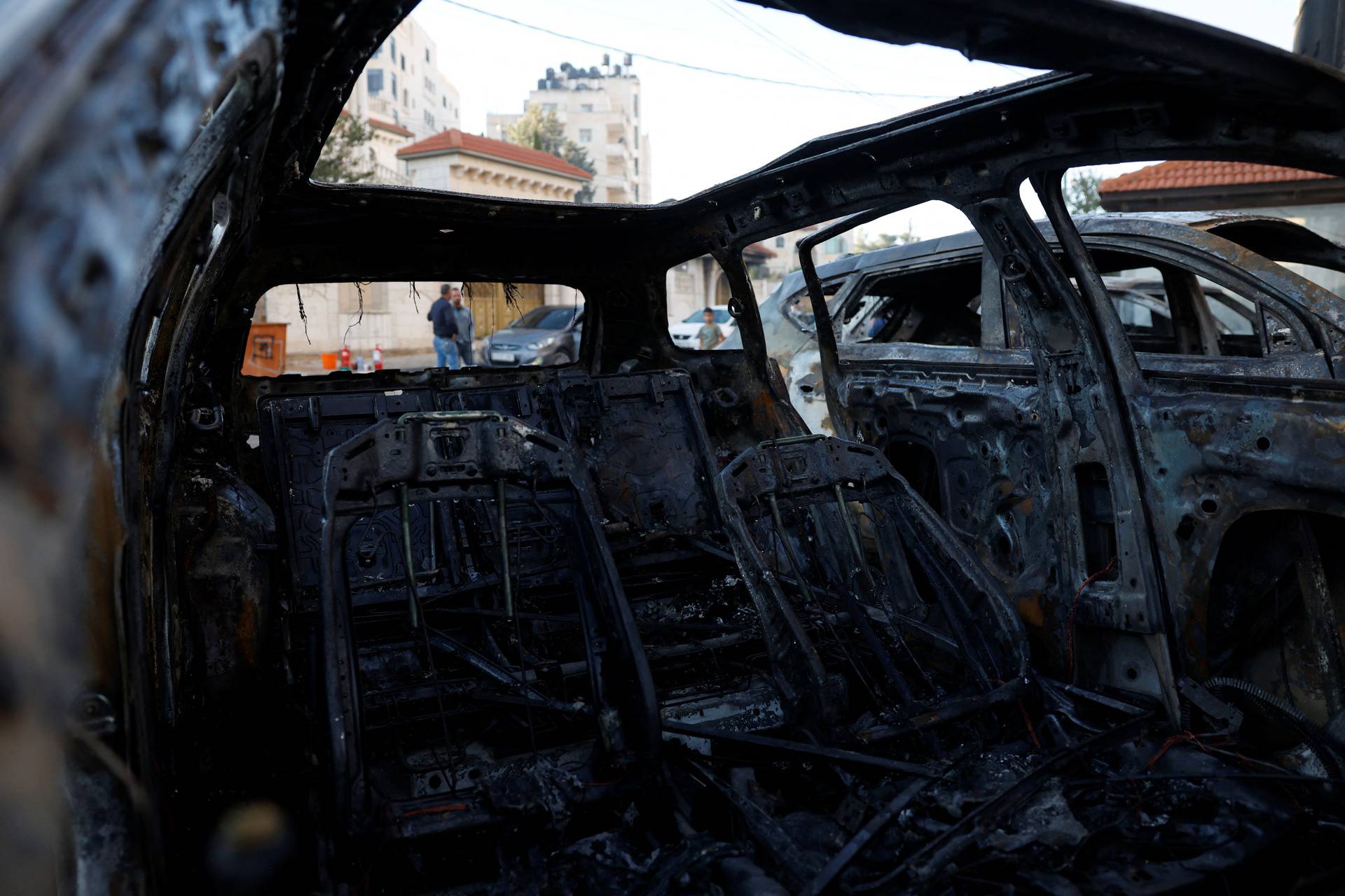 Aftermath of Israeli settlers attack in Al-Bireh city