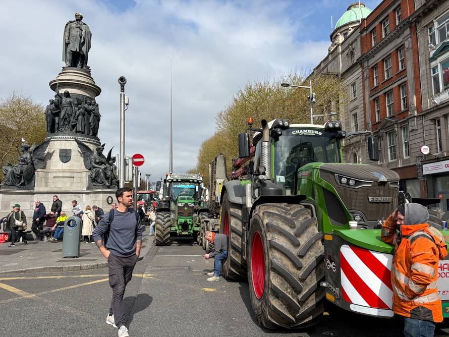 Vehicles block access to Dublin's O'Connell Street