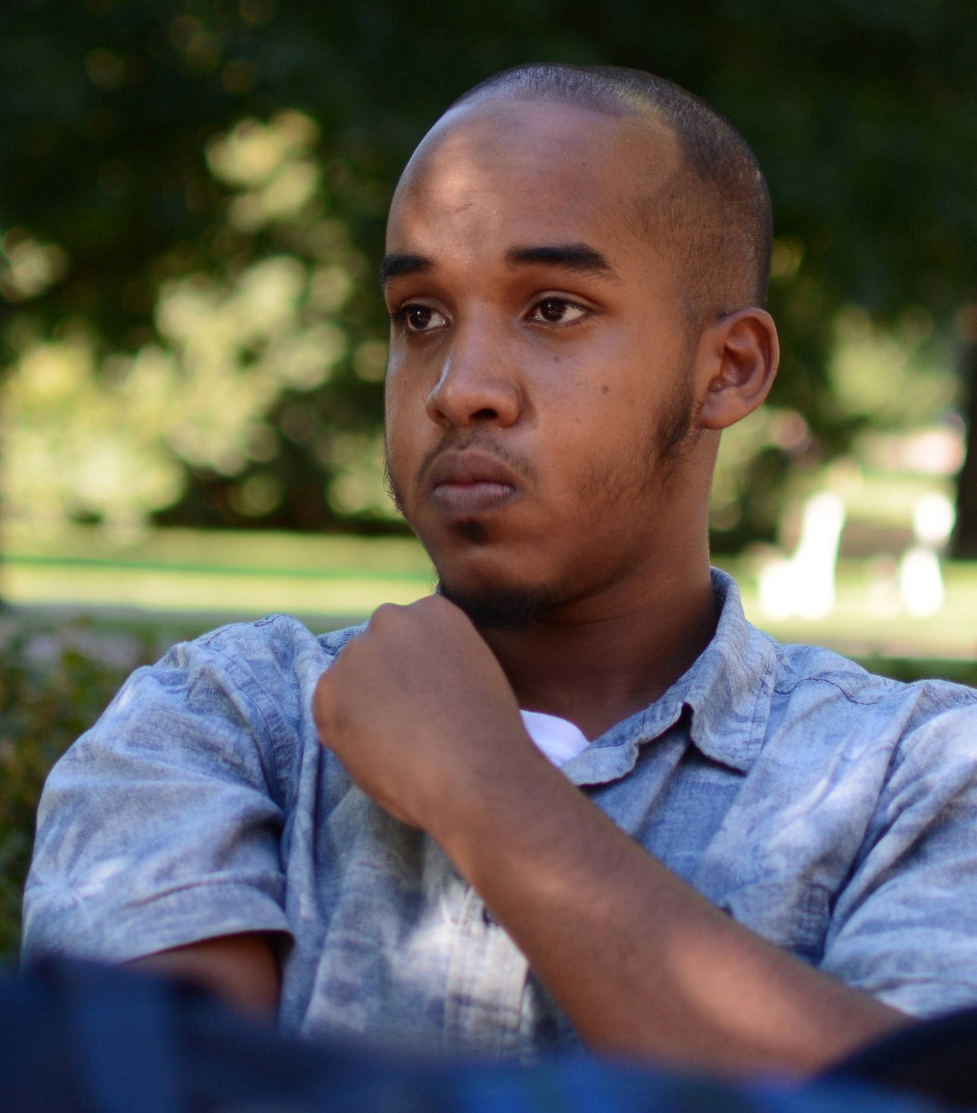 Abdul Razak Artan, a third-year student in logistics management, sits on the Oval in an August 2016 photo
