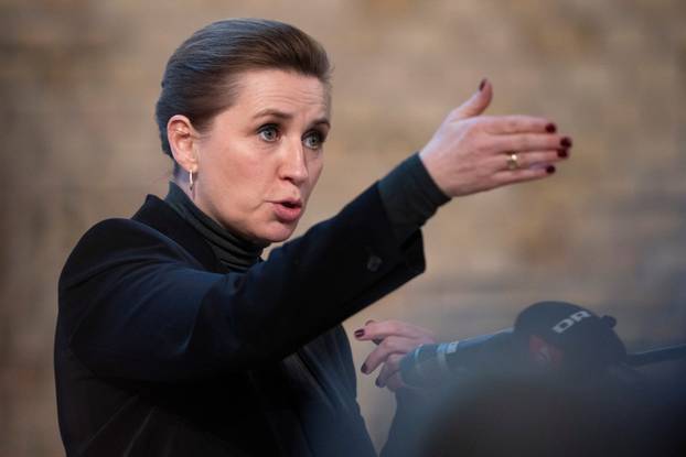 Denmark's Prime Minister Mette Frederiksen participates in a debate event at Aarhus University