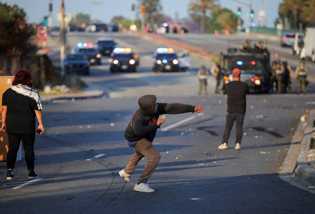 Protest following multiple detentions by Immigration and Customs Enforcement (ICE), in Paramount