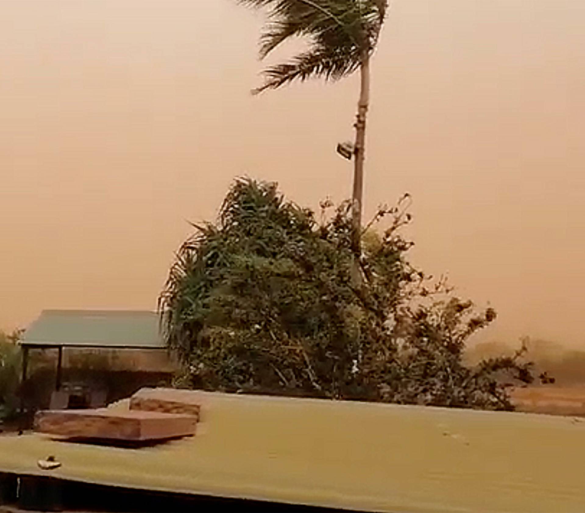 A dust storm blows across Carnarvon, Western Australia