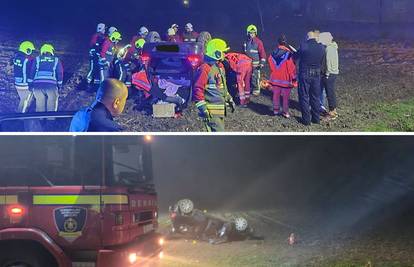 FOTO Užas kraj Ludbrega! Auto na krovu, vatrogasci izvlačili četvero ljudi. Završili u bolnici