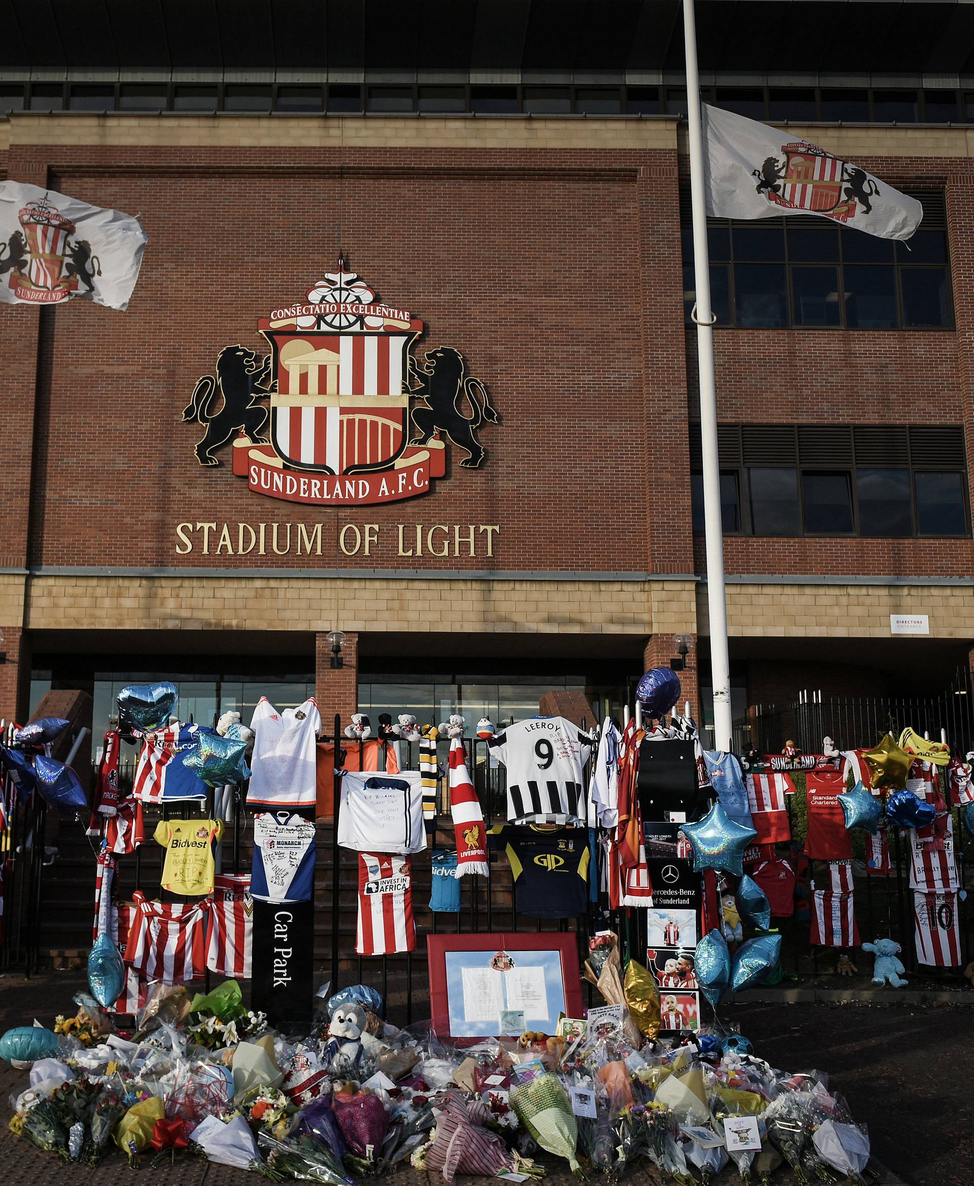 Tributes are placed outside the Stadium of Light in memory of Sunderland fan Bradley Lowery who died last week from cancer