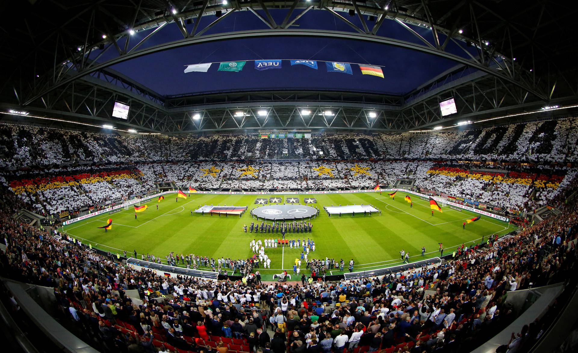 FILE PHOTO: A general view of the stadium before a friendly soccer match between Germany and Argentina in Duesseldorf