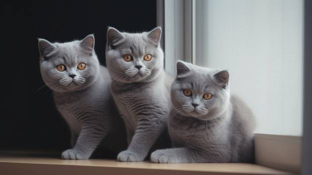 Playful British Shorthair kitten in the living room