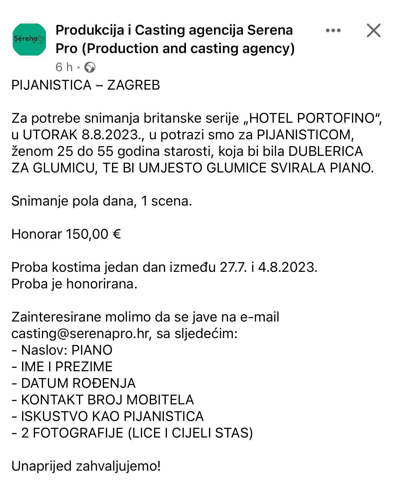 Britanska serija Hotel Portofino već se nekoliko sezona snima u Hrvatskoj, sad traže pijanisticu