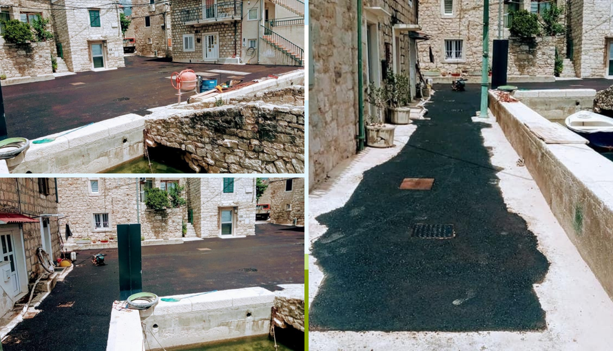 Ruglo u Kaštelima: Krenula je turistička sezona, a crni asfalt usred najljepšeg dijela grada